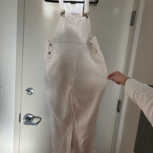 WeWoreWhat White Linen Overalls